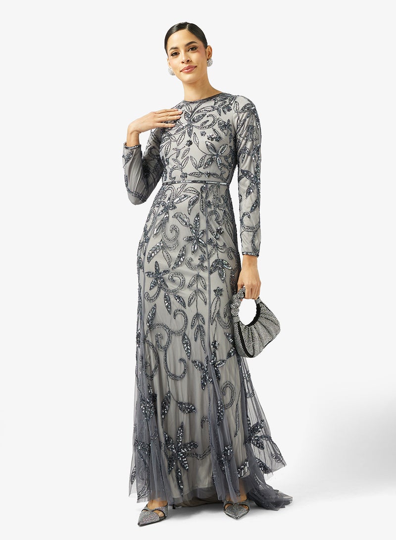 MARYISA Floral Print Pleated Maxi Dress - Image 4